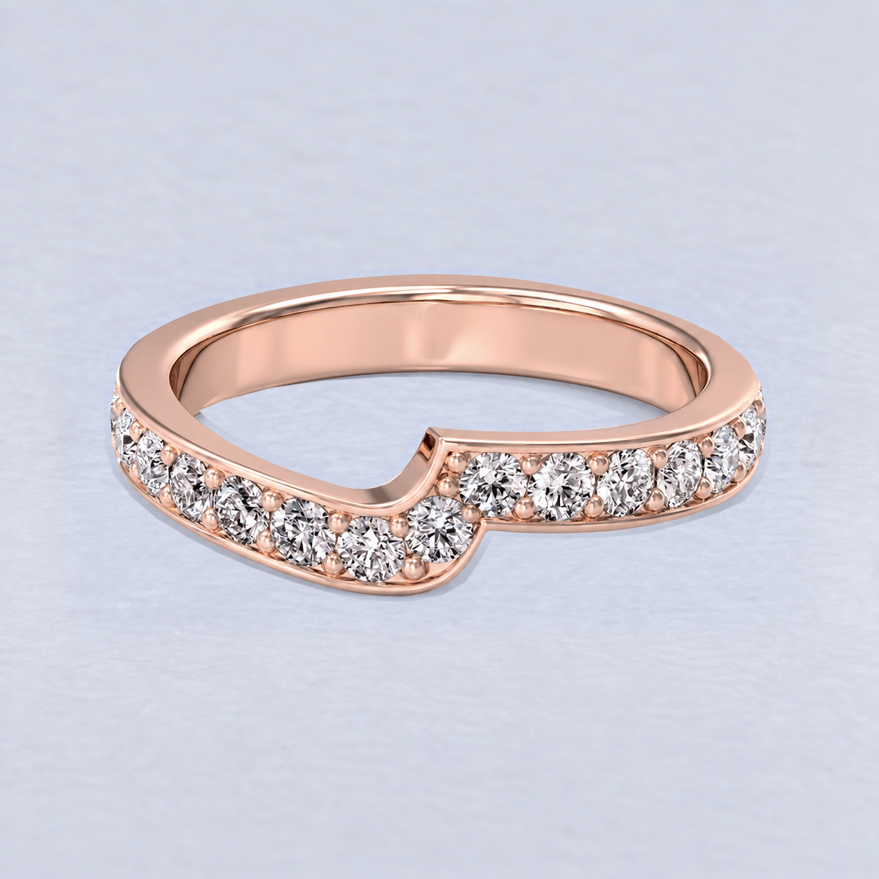 3mm Asymmetric Contour Pavé Wedding Band