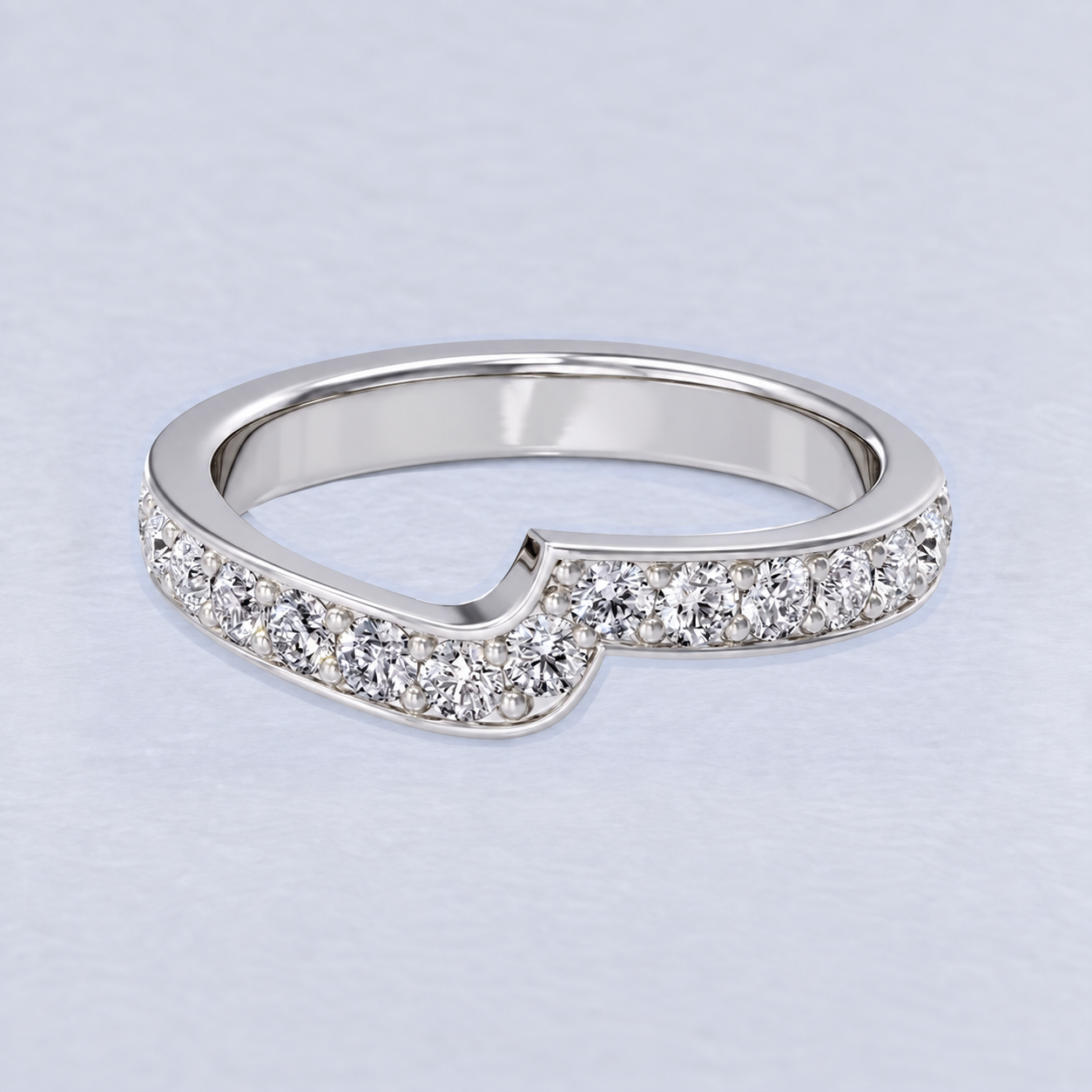 3mm Asymmetric Contour Pavé Wedding Band