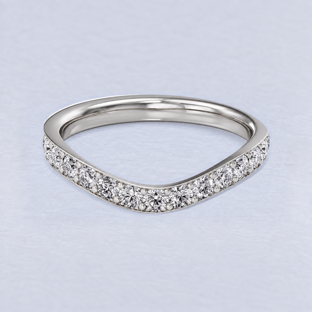 2.4mm Curved Pavé Wedding Band in Platinum