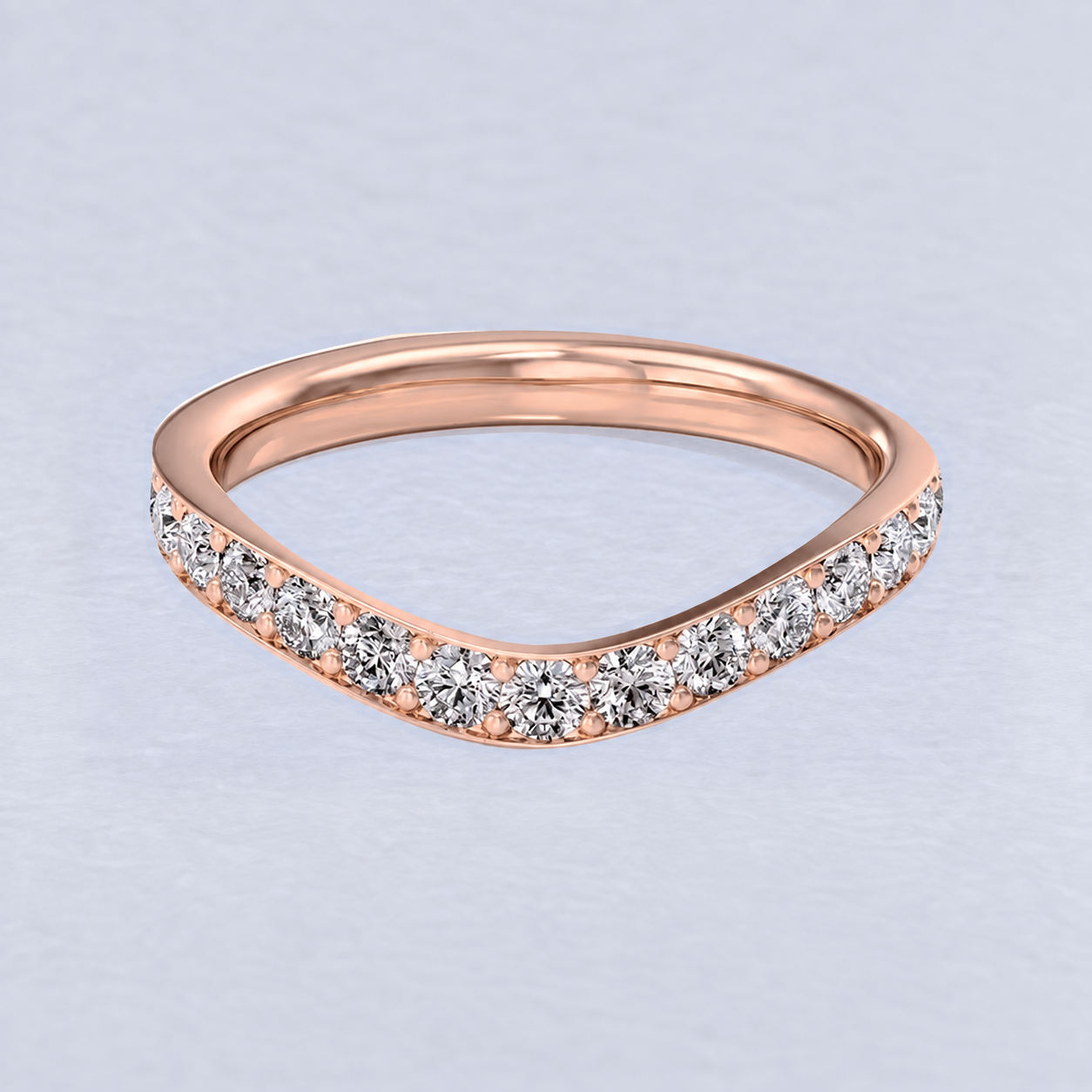 2.4mm Curved Pavé Wedding Band