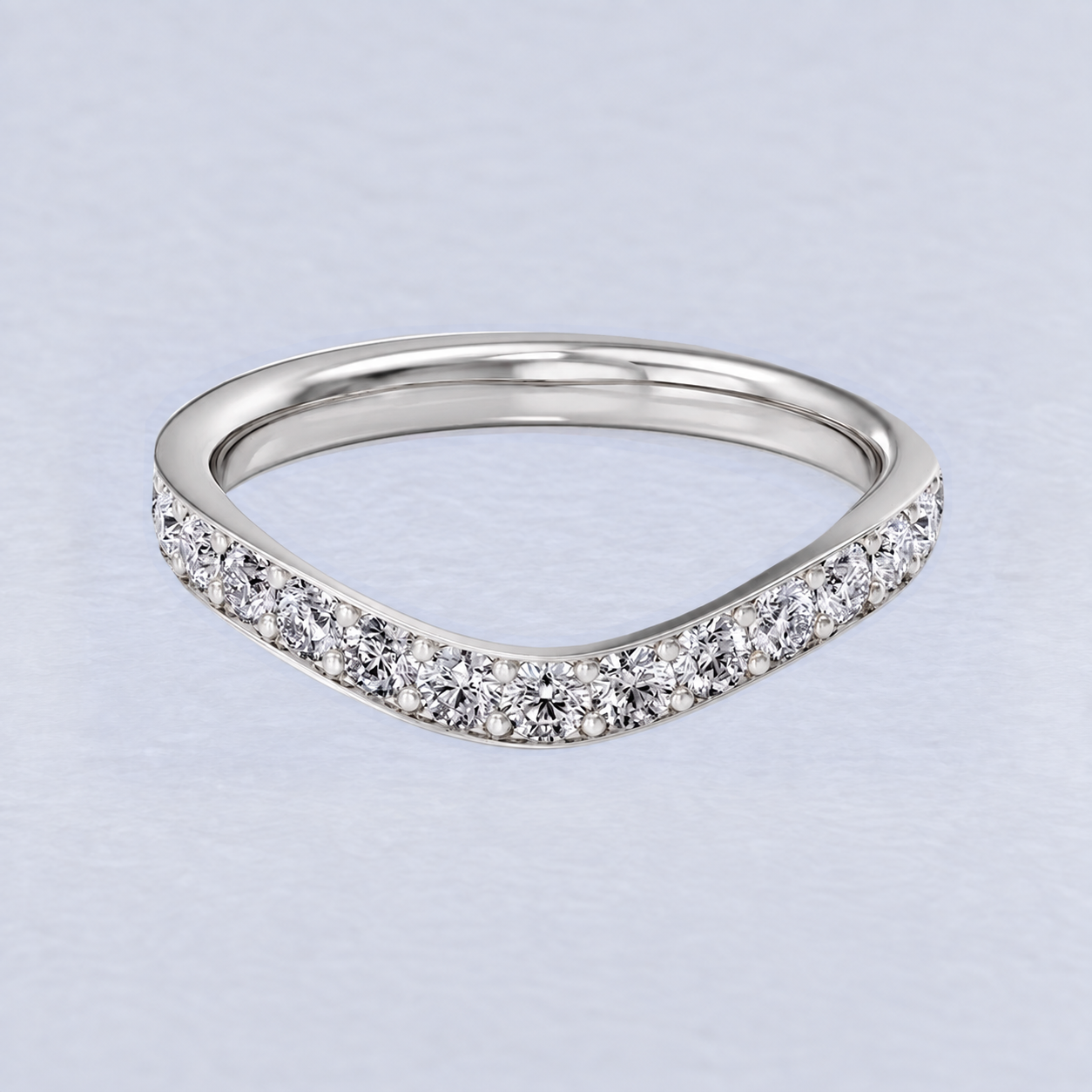 2.4mm Curved Pavé Wedding Band