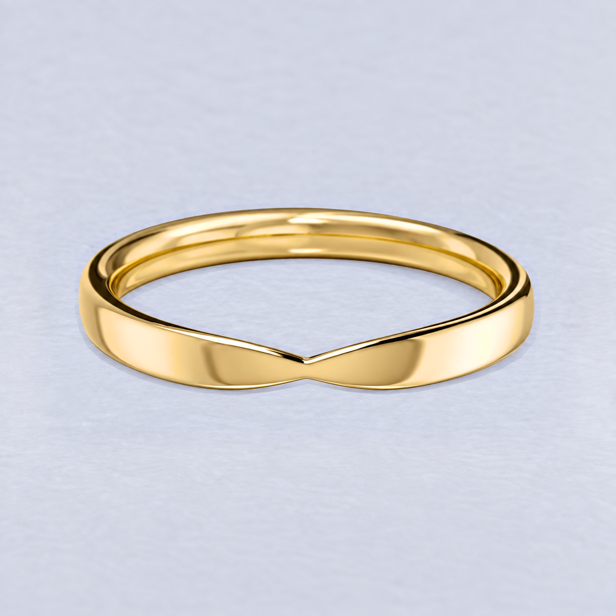 2.4mm Pinch Wedding Band, plain in 9ct Yellow Gold