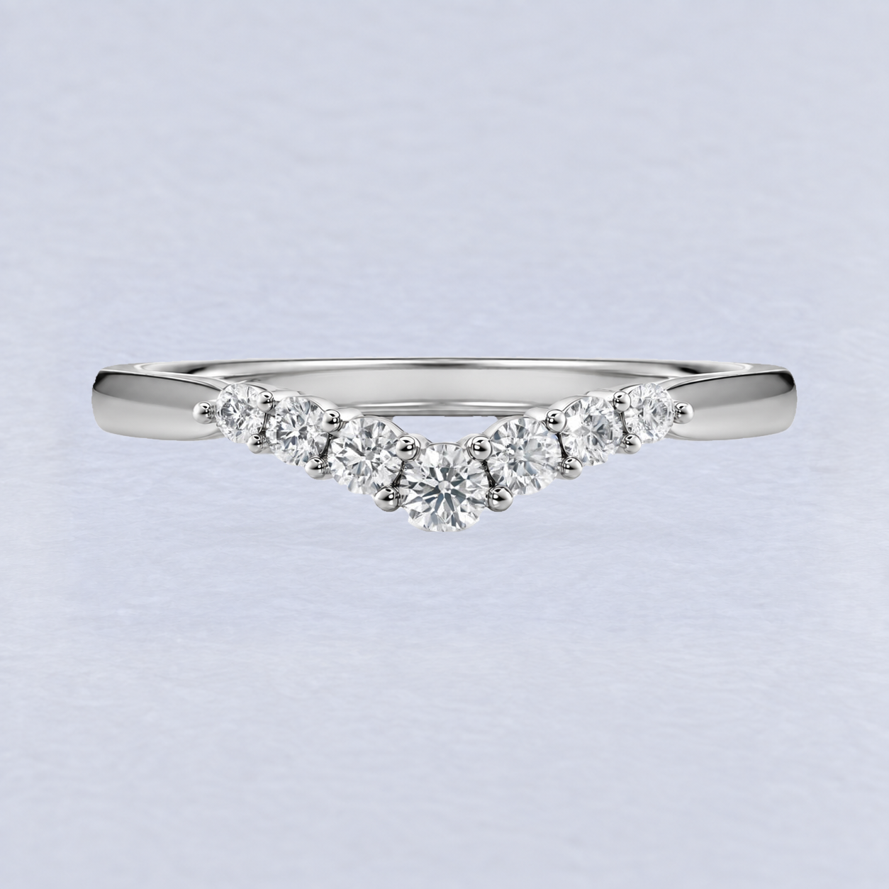 1.8mm Graduated Diamond Wishbone Wedding Band in Platinum