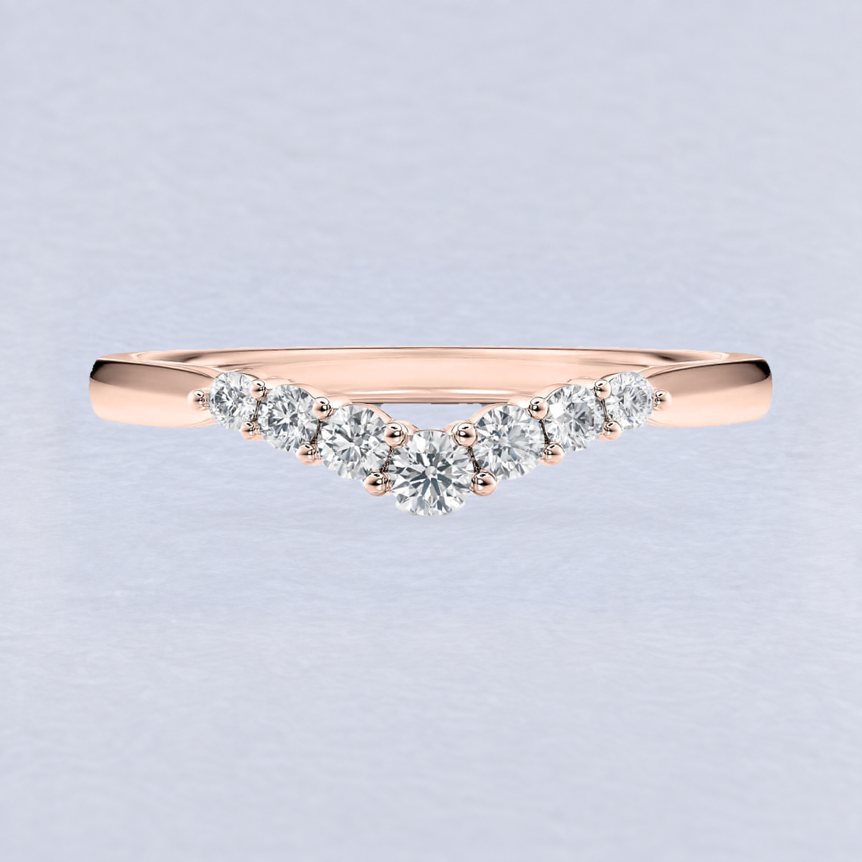 1.8mm Graduated Diamond Wishbone Wedding Band