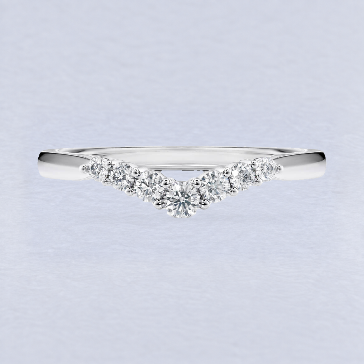 1.8mm Graduated Diamond Wishbone Wedding Band