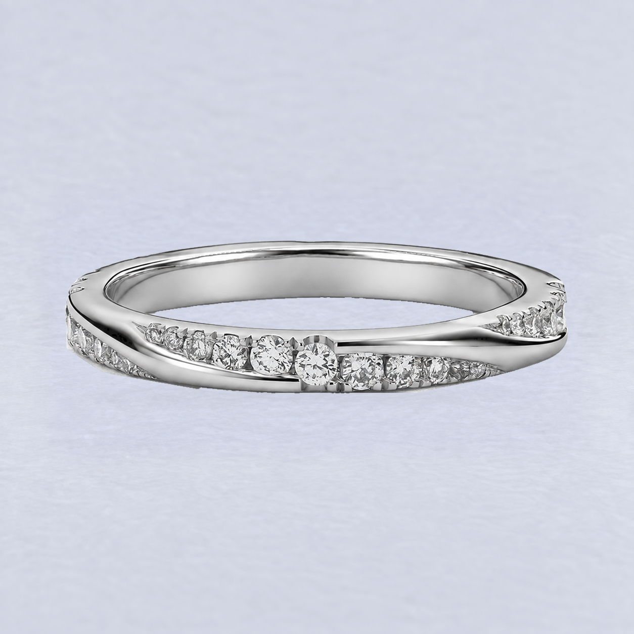 2mm Crossover Diamond Wedding Band, Round, Full eternity in Platinum