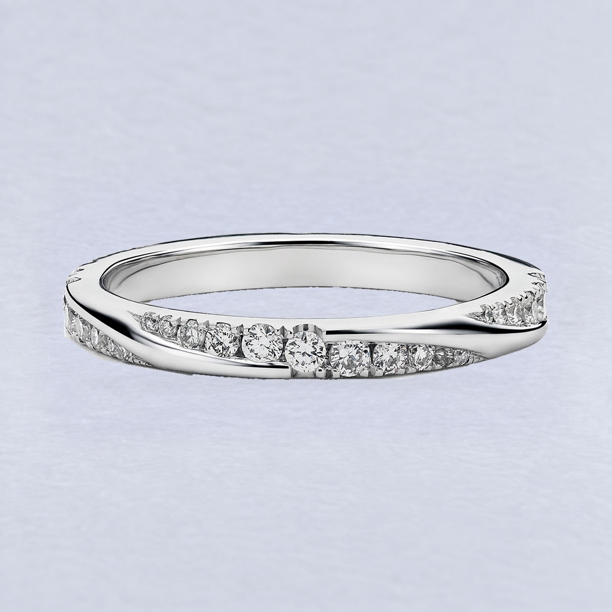 2mm Crossover Diamond Wedding Band