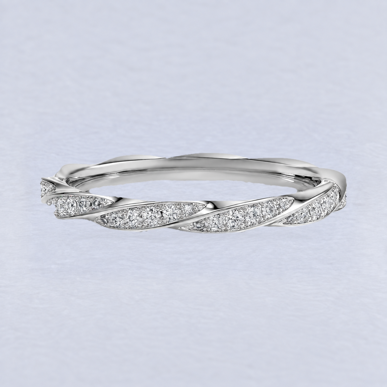 2mm Interwoven Diamond Wedding Band, Round, Full eternity in Platinum