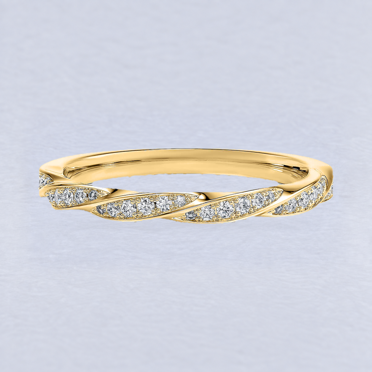 2mm Interwoven Diamond Wedding Band, half eternity in 9ct Yellow Gold