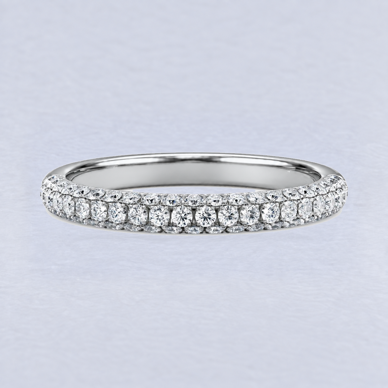 2.6mm Three Row Diamond Wedding Band in Platinum