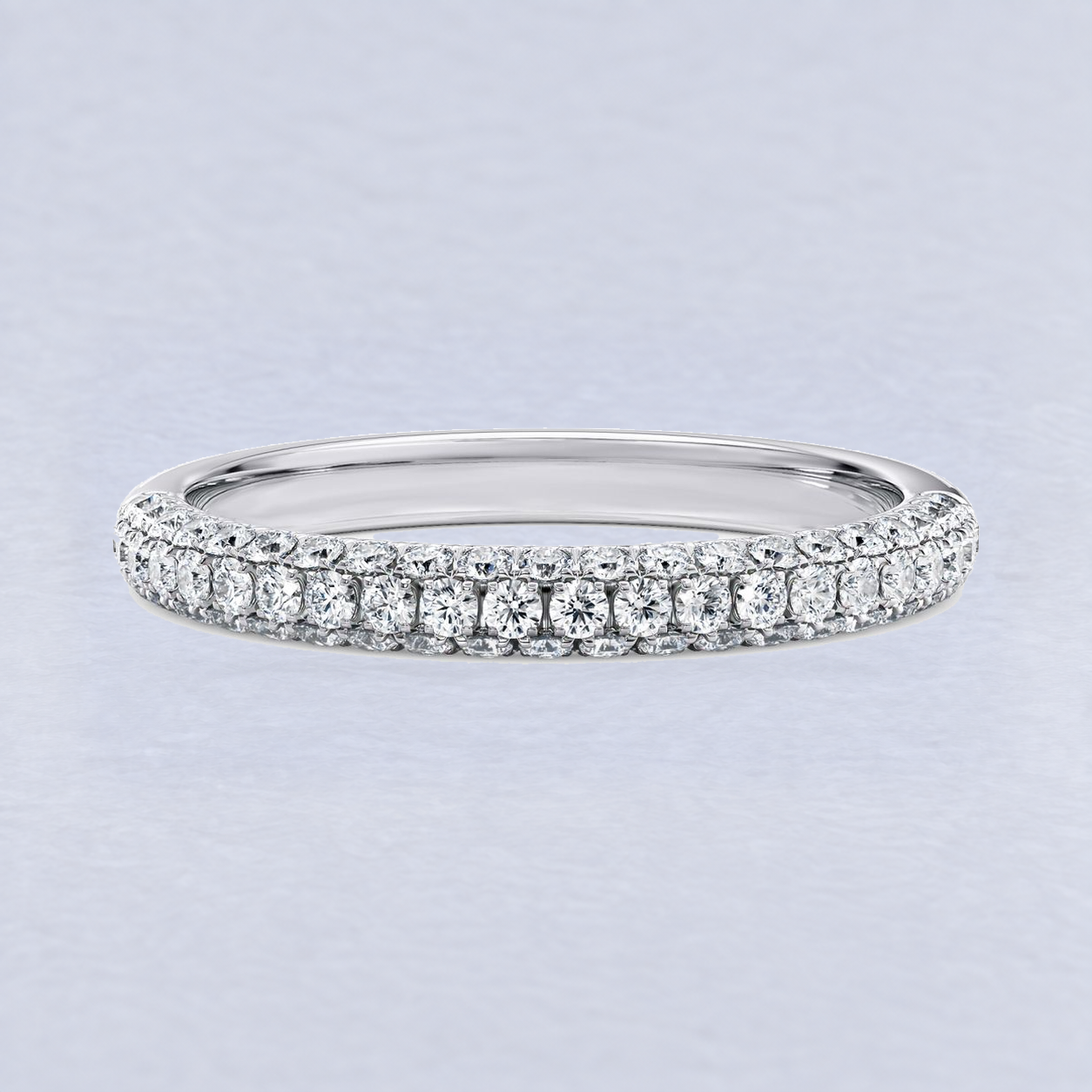 2.6mm Three Row Diamond Wedding Band