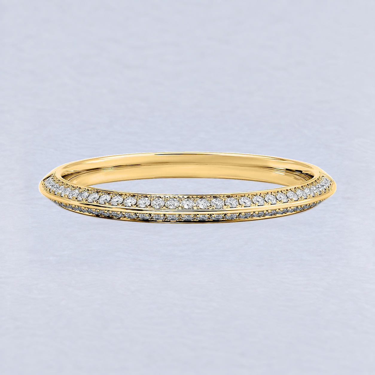 1.9mm Knife Edge Diamond Wedding Band, half eternity in 9ct Yellow Gold