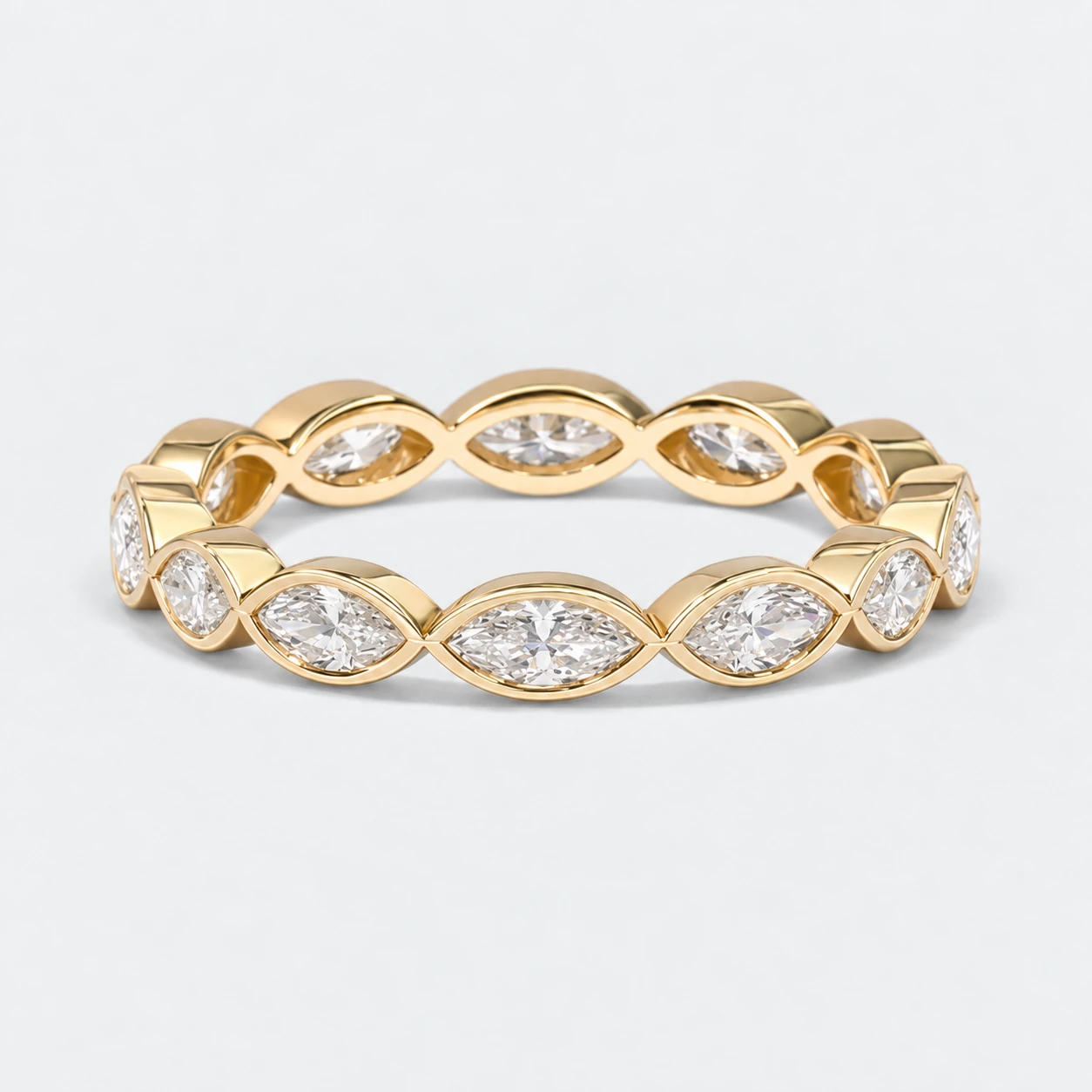 Marquise Bezel Diamond Eternity Ring, full eternity in 9ct Yellow Gold