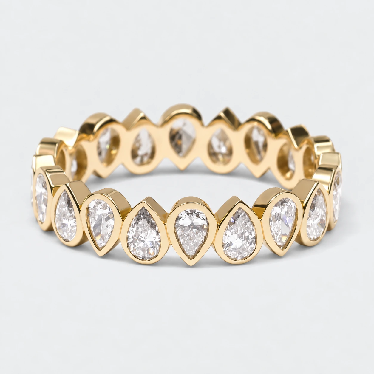 Pear Bezel Diamond Eternity Ring, full eternity in 9ct Yellow Gold