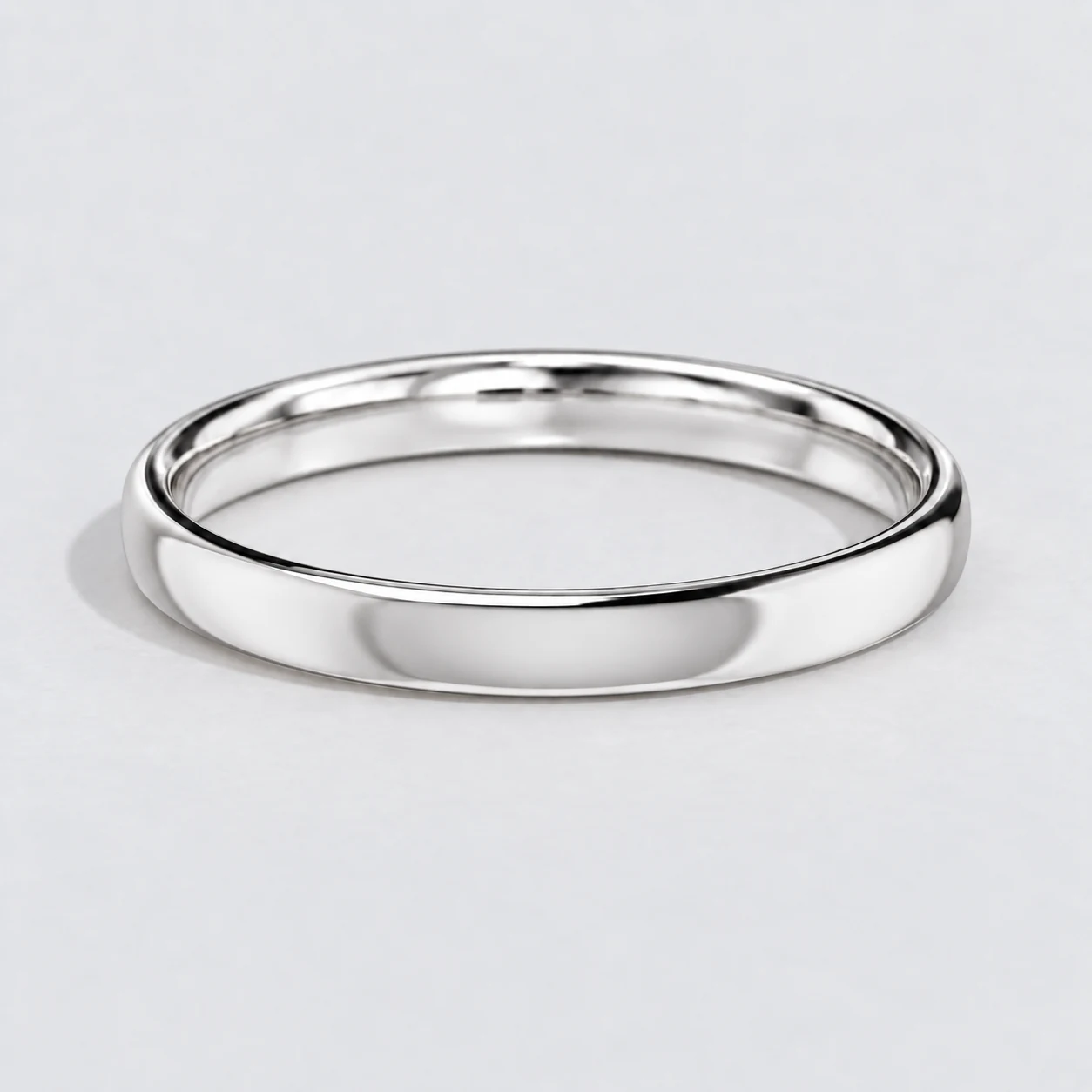 2.5mm Light Court Wedding Band, plain in 9ct White Gold