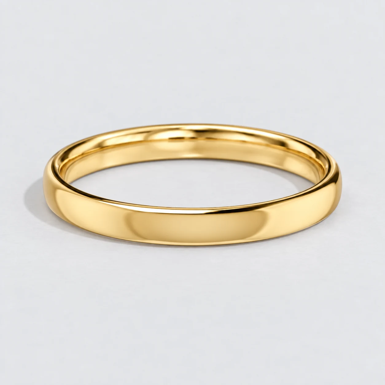 2.5mm Light Court Wedding Band, plain in 9ct Yellow Gold
