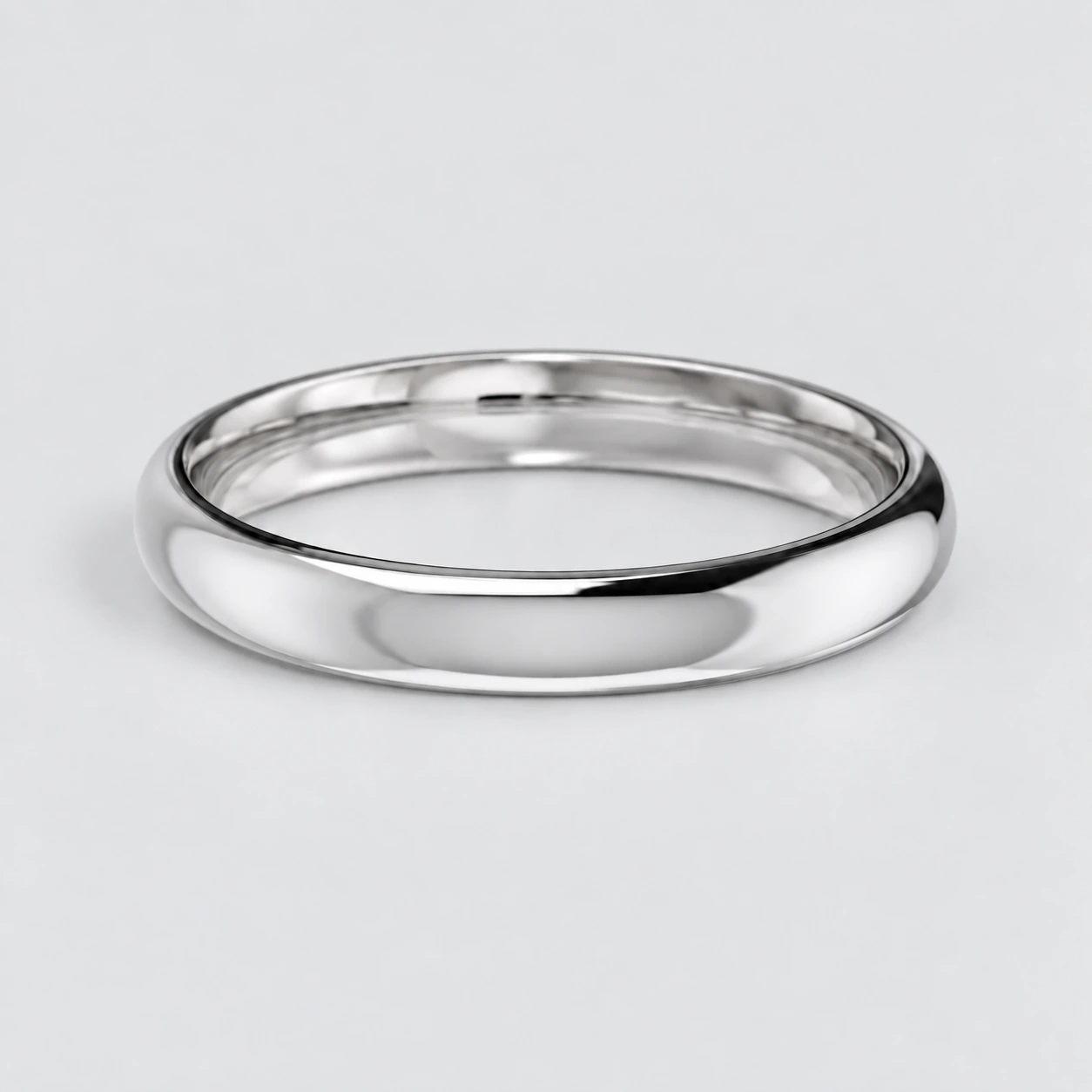 3mm Domed Court Wedding Band, plain in Platinum