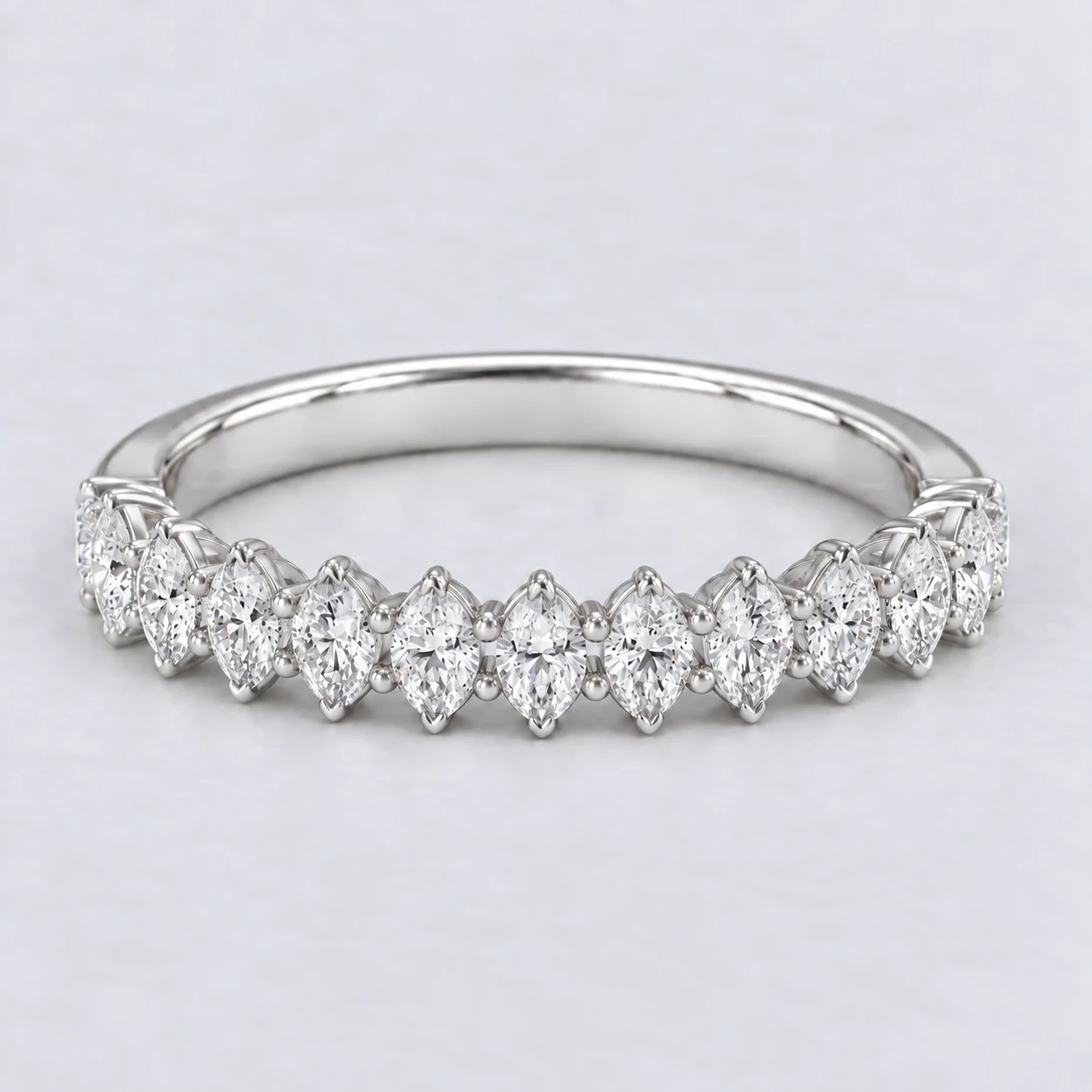 Marquise Shared Prong Diamond Eternity Ring, half eternity in Platinum