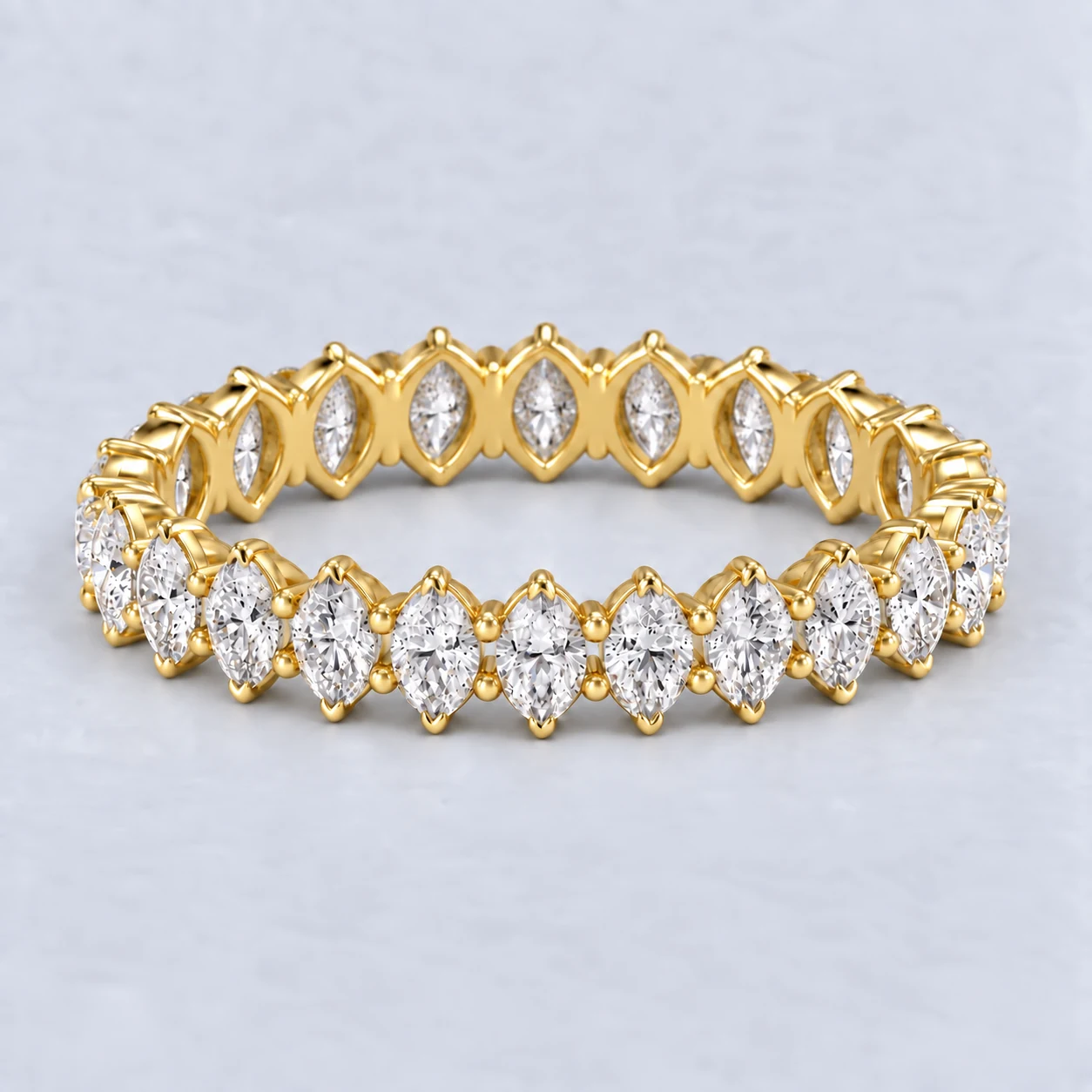 Marquise Shared Prong Diamond Eternity Ring, full eternity in 9ct Yellow Gold