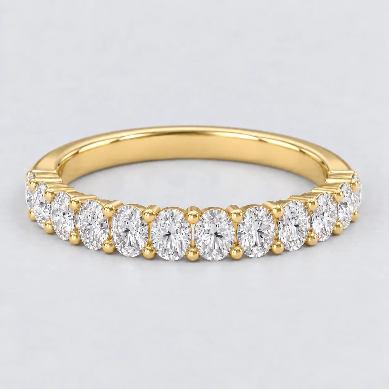 Oval Shared Prong Diamond Eternity Ring, half eternity in 9ct Yellow Gold