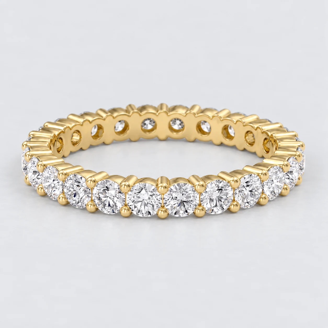 Round Shared Prong Diamond Eternity Ring, full eternity in 9ct Yellow Gold