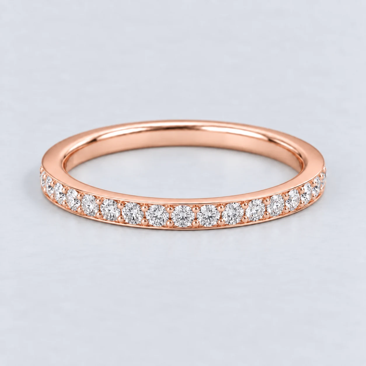 2mm Pavé Set Diamond Eternity Ring, half eternity in 9ct Rose Gold